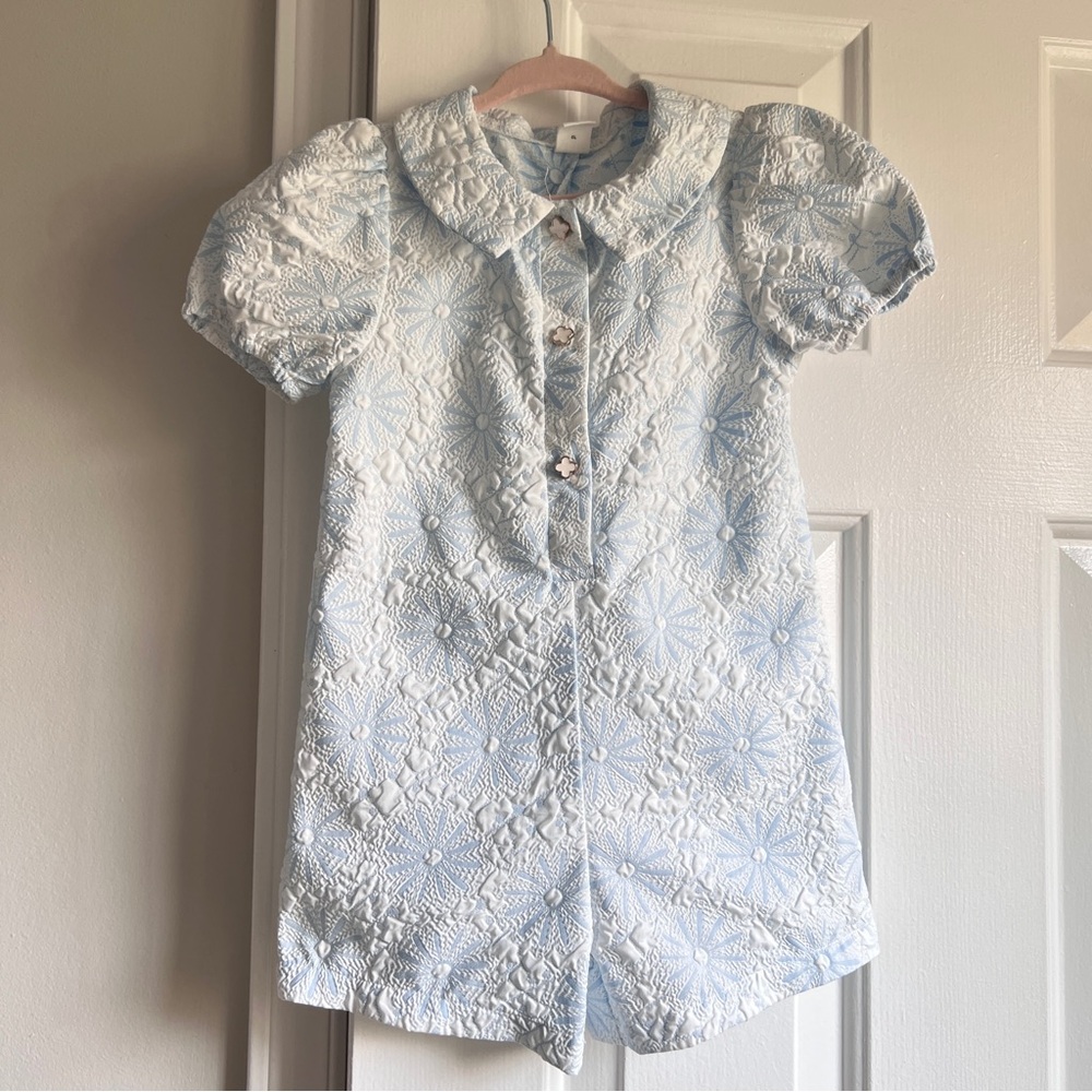 SHEIN Light Blue Baby Dress with White Floral Lace